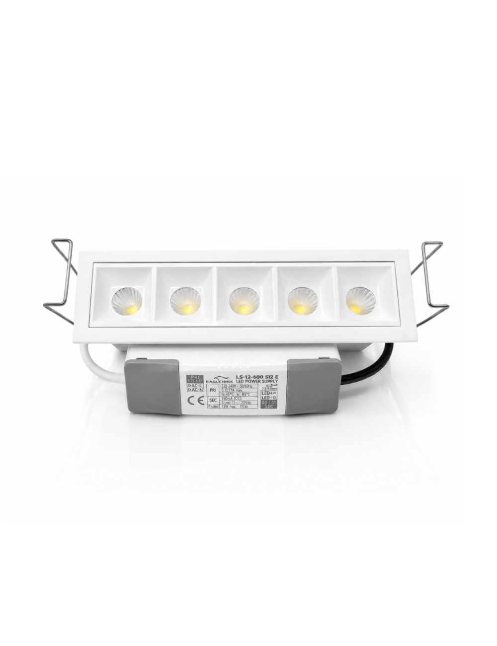 Napan Lux - Faretto LED da Incasso 5 Luci Rettangolare Bianco Basso Assorbimento