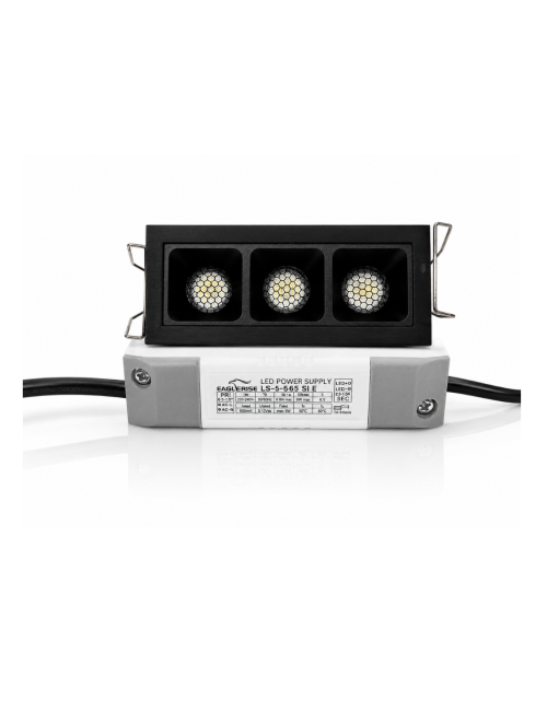 Napan Lux - Faretto LED da Incasso Lineare TriLux 3 Luci Nero 6W