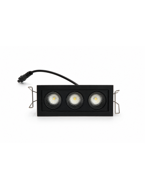 Napan Lux - Faretto LED da Incasso 3 Luci Rettangolare Nero 8W 3000K